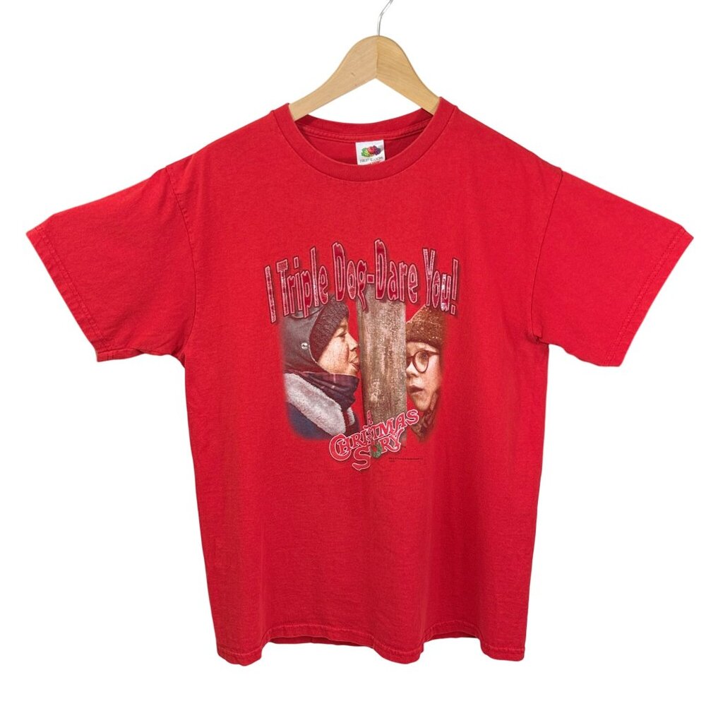 Fruit Of The Loom Red Graphic A Christmas Story T-Shirt L Cotton Crewneck Casual